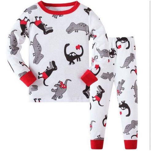 Children's pajamas HK Fabeao Baby Aircraft - dinosaurs on white from 3 to 8 years buy in online store