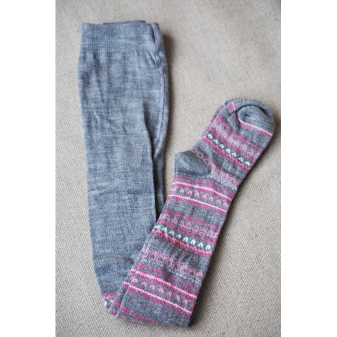 Merino wool tights 110-116 gray ornament buy in online store
