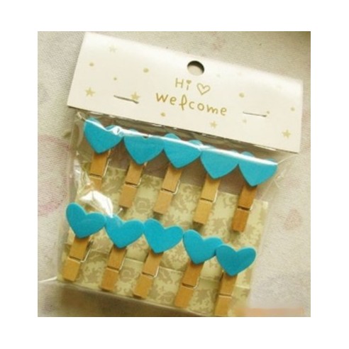 Decarative clothespins - blue hearts buy in online store